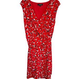 Lauren Ralph Lauren V-neck stretch sheath dress in poppy/navy, size 12 NWT